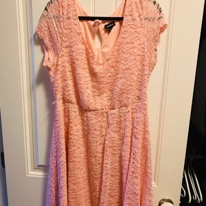 Torrid pink lace dress with sparkle